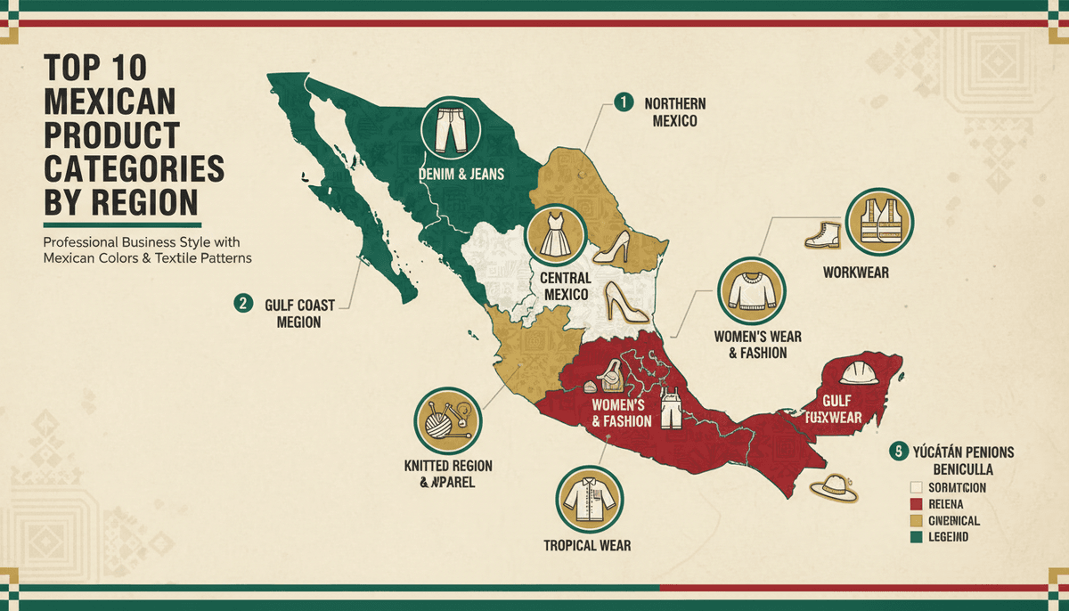 Top 10 Mexican Apparel Product Categories by Region